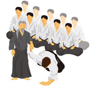 稽古をつける師範で公報はお手本のイメージ